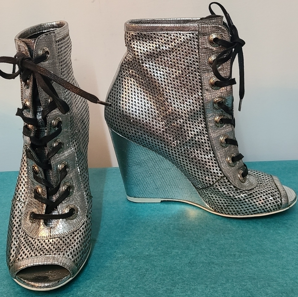 Chanel Lace Up Booties